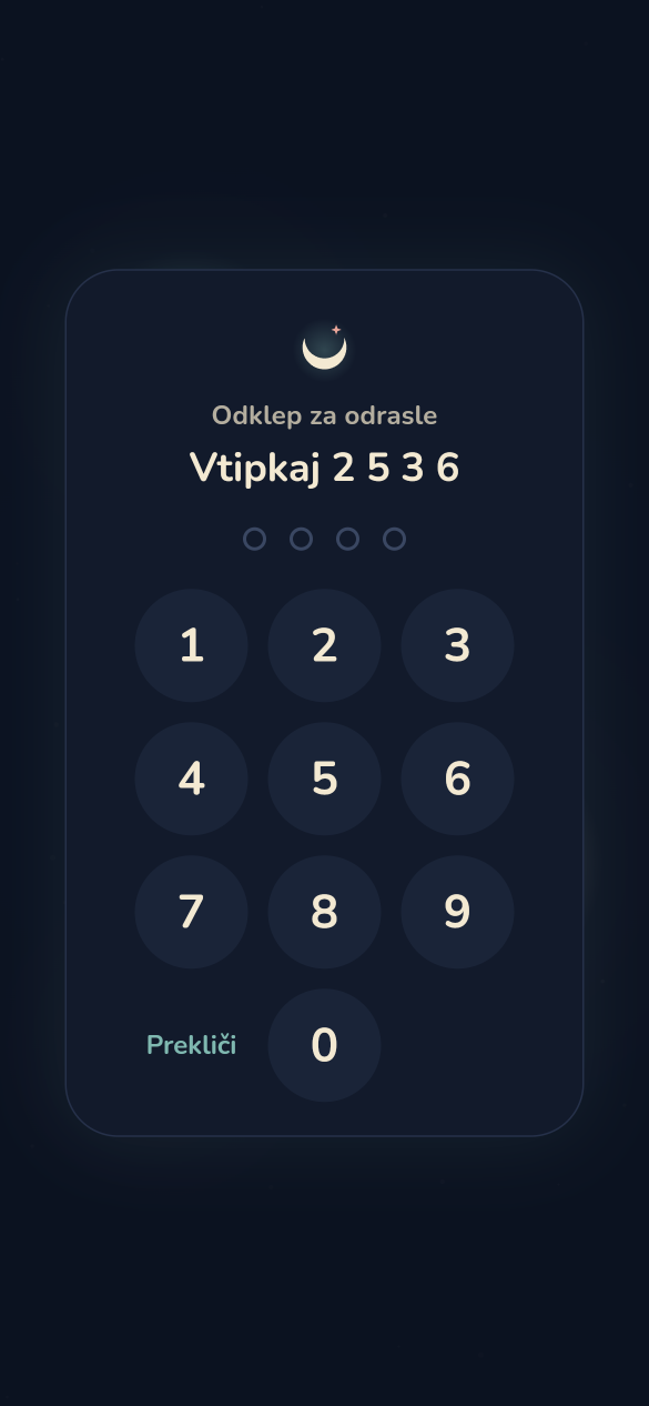 Odklep za odrasle: štirimestna koda na številčnici